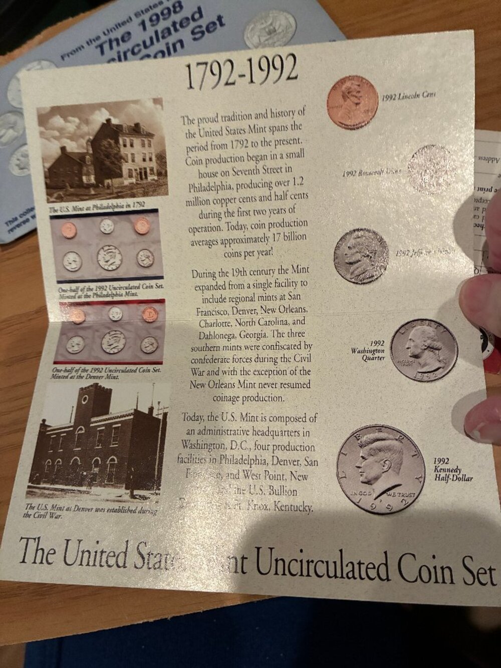1992 Uncirculated Coin Set U.S Mint Original Government Packaging